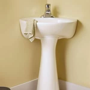 Flash Sale 🛒 American Standard Cornice 1-Hole Corner Pedestal Sink with Center Drain in White 🎁 - Image 3