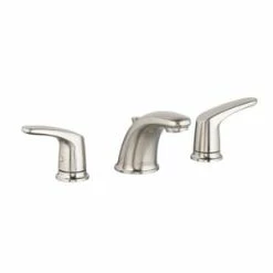 Outlet ✔️ American Standard Colony® Soft Low Arc Bathroom Faucet with 50/50 Pop-Up Drain and Double Lever Handle in Satin Nickel - PVD 💯