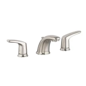 Outlet ✔️ American Standard Colony® Soft Low Arc Bathroom Faucet with 50/50 Pop-Up Drain and Double Lever Handle in Satin Nickel - PVD 💯