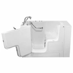 Outlet 💯 American Standard 709 Value Series 52 x 32 in. 27-Jet Gelcoat Rectangle Built-In Bathtub with Left Drain in White with Polished Chrome 😉