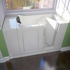 Best deal 🔔 American Standard 115 Luxury Series 48 x 28 in. 26-Jet Acrylic, Fiberglass and Gelcoat Rectangle Built-In 3-Wall Alcove Bathtub with Right Drain in White 🧨