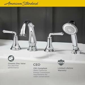 Best Sale 👍 American Standard Delancey® Two Handle Roman Tub Faucet in Polished Nickel Trim Only ❤️ - Image 3