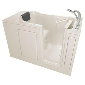 Buy 🥰 American Standard 109 Premium Series 48 x 28-1/2 in. 39-Jet Acrylic, Fiberglass and Gelcoat Rectangle Built-In 3-Wall Alcove Bathtub with Right Drain in Linen ⭐