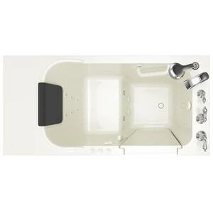 Buy 🥰 American Standard 109 Premium Series 48 x 28-1/2 in. 39-Jet Acrylic, Fiberglass and Gelcoat Rectangle Built-In 3-Wall Alcove Bathtub with Right Drain in Linen ⭐ - Image 2