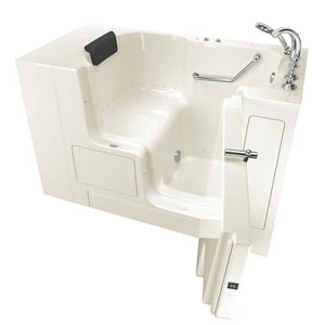 Discount 😍 American Standard 109 Premium Series 52 x 32 in. 26-Jet Gelcoat Rectangle Built-In Bathtub with Right Drain in Linen with Polished Chrome 🤩