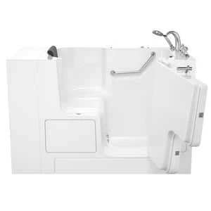 Discount 😍 American Standard 109 Premium Series 52 x 32 in. 26-Jet Gelcoat Rectangle Built-In Bathtub with Right Drain in Linen with Polished Chrome 🤩 - Image 2
