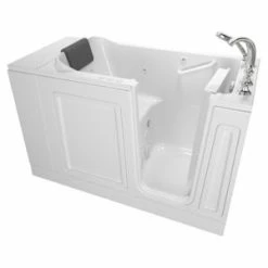 Best deal 👍 American Standard 119 Luxury Series 48 x 28 in. 39-Jet Acrylic, Fiberglass and Gelcoat Rectangle Built-In 3-Wall Alcove Bathtub with Right Drain in White 😀
