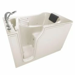 Wholesale 🤩 American Standard 109 Premium Series 51-1/2 x 29-3/4 in. 39-Jet Gelcoat and Fiberglass Rectangle Built-In 3-Wall Alcove Bathtub with Left Drain in Linen 😉