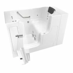 Buy ✨ American Standard 105 Premium Series 52 x 30 in. 12-Jet Gelcoat and Fiberglass Rectangle Built-In 3-Wall Alcove Bathtub with Left Drain in White with Polished Chrome 😉