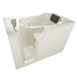 Coupon 😉 American Standard 105 Premium Series 51-1/2 x 29-3/4 in. 39-Jet Gelcoat and Fiberglass Rectangle Built-In 3-Wall Alcove Bathtub with Left Drain in Linen 🔥