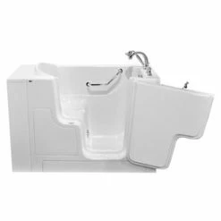Budget 🎉 American Standard 709 Value Series 52 x 30 in. Gelcoat Rectangle Walk-In and Built-In Bathtub with Right Drain in White with Polished Chrome 🔥