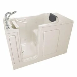 Wholesale ⌛ American Standard 109 Premium Series 48 x 28-1/2 in. 13-Jet Acrylic, Fiberglass and Gelcoat Rectangle Built-In 3-Wall Alcove Bathtub with Left Drain in Linen ✨