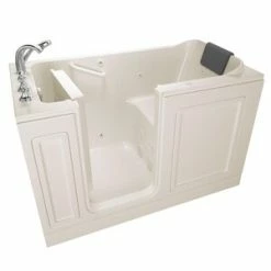 Best Pirce ✨ American Standard 119 Luxury Series 48 x 28 in. 13-Jet Acrylic, Fiberglass and Gelcoat Rectangle Built-In 3-Wall Alcove Bathtub with Left Drain in Linen 🥰