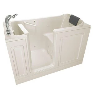 Best Pirce ✨ American Standard 119 Luxury Series 48 x 28 in. 13-Jet Acrylic, Fiberglass and Gelcoat Rectangle Built-In 3-Wall Alcove Bathtub with Left Drain in Linen 🥰