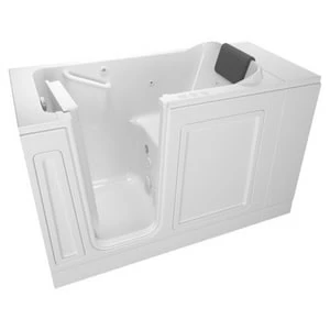Hot Sale ⌛ American Standard 115 Luxury Series 48 x 28 in. 39-Jet Acrylic, Fiberglass and Gelcoat Rectangle Built-In 3-Wall Alcove Bathtub with Left Drain in White 👏