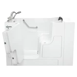 Best Sale 🥰 American Standard 109 Premium Series 52 x 30 in. Gelcoat Rectangle Walk-In and Built-In Bathtub with Left Drain in Linen with Polished Chrome 😍 - Image 2