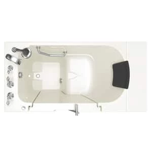 Best Sale 🥰 American Standard 109 Premium Series 52 x 30 in. Gelcoat Rectangle Walk-In and Built-In Bathtub with Left Drain in Linen with Polished Chrome 😍 - Image 3