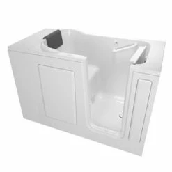 Coupon 🛒 American Standard 105 Premium Series 48 x 28-1/2 in. 26-Jet Acrylic, Fiberglass and Gelcoat Rectangle Built-In 3-Wall Alcove Bathtub with Right Drain in White ✨