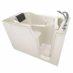 Buy 😉 American Standard 109 Premium Series 51-1/2 x 29-3/4 in. 26-Jet Gelcoat and Fiberglass Rectangle Built-In 3-Wall Alcove Bathtub with Right Drain in Linen ✔️