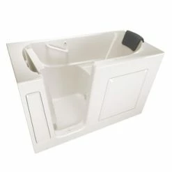 Budget ๐ American Standard 105 Premium Series 59-1/2 x 29-3/4 in. 26-Jet Gelcoat and Fiberglass Rectangle Built-In 3-Wall Alcove Bathtub with Left Drain in Linen ๐