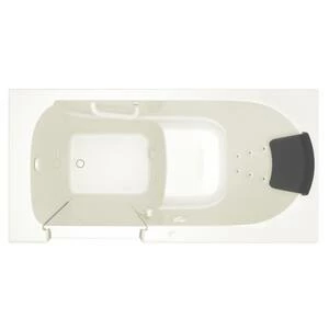 Best Pirce ⭐ American Standard 105 Premium Series 59-1/2 x 29-3/4 in. 13-Jet Gelcoat and Fiberglass Rectangle Built-In 3-Wall Alcove Bathtub with Left Drain in Linen ✔️ - Image 3