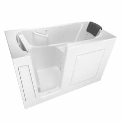 Coupon 🎉 American Standard 105 Premium Series 59-1/2 x 29-3/4 in. 13-Jet Gelcoat and Fiberglass Rectangle Built-In 3-Wall Alcove Bathtub with Left Drain in White ✨