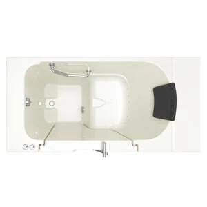 Cheapest 😀 American Standard 105 Premium Series 52 x 30 in. 26-Jet Gelcoat and Fiberglass Rectangle Built-In 3-Wall Alcove Bathtub with Left Drain in Linen with Polished Chrome 💯 - Image 3