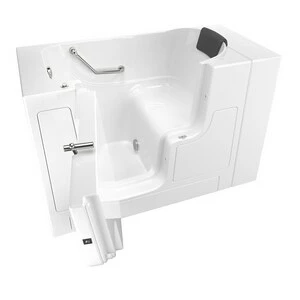Outlet 😍 American Standard 105 Premium Series 52 x 30 in. Gelcoat Rectangle Walk-In and Built-In Bathtub with Left Drain in White with Polished Chrome ✨