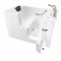 Flash Sale ✨ American Standard 109 Premium Series 52 x 30 in. Gelcoat Rectangle Walk-In and Built-In Bathtub with Right Drain in White with Polished Chrome ⌛