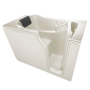 New 🛒 American Standard 105 Premium Series 51-1/2 x 29-3/4 in. 26-Jet Gelcoat and Fiberglass Rectangle Built-In 3-Wall Alcove Bathtub with Right Drain in Linen ⭐
