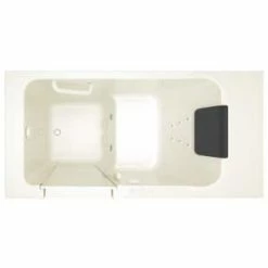 Best Sale ✔️ American Standard 115 Luxury Series 50-1/2 x 30 in. 39-Jet Acrylic Rectangle Built-In and 3-Wall Alcove Bathtub with Left Drain in Linen 😍