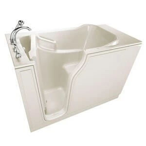 Deals 🎉 American Standard 709 Value Series 52 x 32 in. 6-Jet Gelcoat Rectangle Built-In Bathtub with Left Drain in Linen with Polished Chrome 🔔