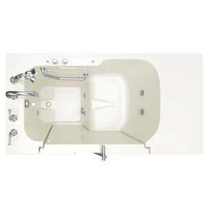 Deals 🎉 American Standard 709 Value Series 52 x 32 in. 6-Jet Gelcoat Rectangle Built-In Bathtub with Left Drain in Linen with Polished Chrome 🔔 - Image 2