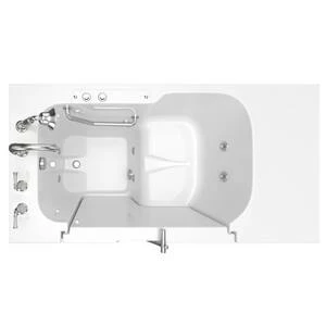 Discount 👏 American Standard 709 Value Series 52 x 32 in. 6-Jet Gelcoat Rectangle Built-In Bathtub with Left Drain in White with Polished Chrome ❤️ - Image 2