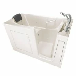 Flash Sale ๐ American Standard 109 Premium Series 59-1/2 x 29-3/4 in. 39-Jet Gelcoat and Fiberglass Rectangle Built-In 3-Wall Alcove Bathtub with Right Drain in Linen โญ