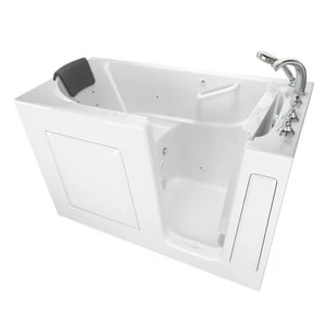 New 🛒 American Standard 109 Premium Series 59-1/2 x 29-3/4 in. 39-Jet Gelcoat and Fiberglass Rectangle Built-In 3-Wall Alcove Bathtub with Right Drain in White ⭐