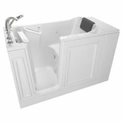 Coupon 🔥 American Standard 119 Luxury Series 48 x 28 in. 39-Jet Acrylic, Fiberglass and Gelcoat Rectangle Built-In 3-Wall Alcove Bathtub with Left Drain in White 🤩