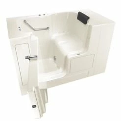 Coupon 👍 American Standard 105 Premium Series 52 x 32 in. 26-Jet Gelcoat Rectangle Built-In Bathtub with Left Drain in Linen with Polished Chrome 🤩