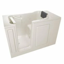 Deals 🎉 American Standard 105 Premium Series 48 x 28-1/2 in. 13-Jet Acrylic, Fiberglass and Gelcoat Rectangle Built-In 3-Wall Alcove Bathtub with Left Drain in Linen 🎉