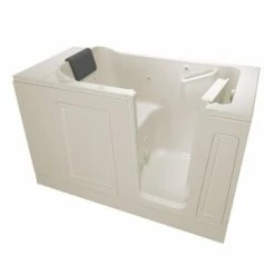 Wholesale 🔔 American Standard 115 Luxury Series 50-1/2 x 30 in. 13-Jet Acrylic Rectangle Built-In and 3-Wall Alcove Bathtub with Right Drain in Linen 👍