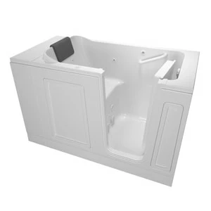 Best deal 👏 American Standard 115 Luxury Series 50-1/2 x 30 in. 13-Jet Acrylic Rectangle Built-In and 3-Wall Alcove Bathtub with Right Drain in White ⭐