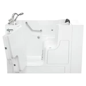Wholesale 🎉 American Standard 109 Premium Series 52 x 30 in. 12-Jet Gelcoat and Fiberglass Rectangle Built-In 3-Wall Alcove Bathtub with Left Drain in Linen with Polished Chrome 🥰 - Image 2