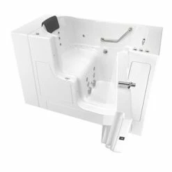 Top 10 🛒 American Standard 105 Premium Series 52 x 30 in. 38-Jet Gelcoat and Fiberglass Rectangle Built-In 3-Wall Alcove Bathtub with Right Drain in White with Polished Chrome 💯