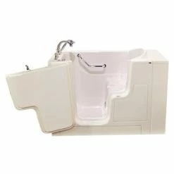 Cheapest 🤩 American Standard 709 Value Series 52 x 30 in. 21-Jet Gelcoat and Fiberglass Rectangle Built-In 3-Wall Alcove Bathtub with Left Drain in Linen with Polished Chrome 🥰