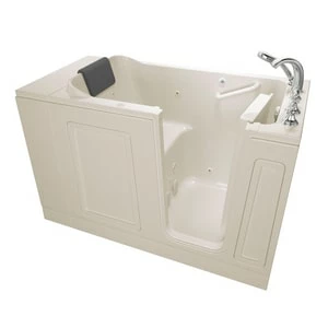Promo 😍 American Standard 119 Luxury Series 50-1/2 x 30 in. 13-Jet Acrylic Rectangle Built-In and 3-Wall Alcove Bathtub with Right Drain in Linen 😍