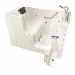 Deals ⭐ American Standard 109 Premium Series 52 x 30 in. 12-Jet Gelcoat and Fiberglass Rectangle Built-In 3-Wall Alcove Bathtub with Right Drain in Linen with Polished Chrome 🔥