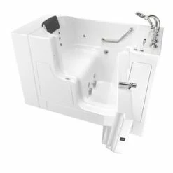 Flash Sale 🧨 American Standard 109 Premium Series 52 x 30 in. 12-Jet Gelcoat and Fiberglass Rectangle Built-In 3-Wall Alcove Bathtub with Right Drain in White with Polished Chrome 🥰