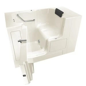 Deals 💯 American Standard 105 Premium Series 52 x 32 in. Gelcoat Rectangle Walk-In and Built-In Bathtub with Left Drain in Linen with Polished Chrome 🎁