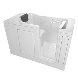 Outlet 🛒 American Standard 105 Premium Series 48 x 28-1/2 in. 13-Jet Acrylic, Fiberglass and Gelcoat Rectangle Built-In 3-Wall Alcove Bathtub with Right Drain in White 😍