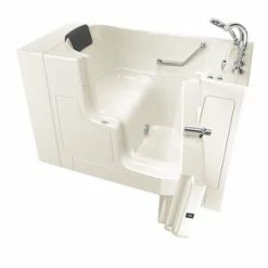 Budget 😉 American Standard 109 Premium Series 52 x 30 in. 26-Jet Gelcoat and Fiberglass Rectangle Built-In 3-Wall Alcove Bathtub with Right Drain in Linen with Polished Chrome 😀